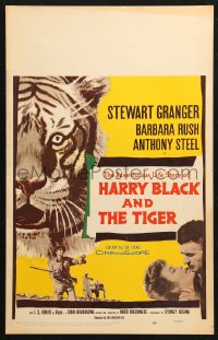 4k0295 HARRY BLACK & THE TIGER WC 1958 cool art of tiger & hunter Stewart Granger with gun!