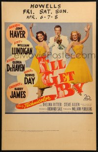 4k0303 I'LL GET BY WC 1950 sexy June Haver, Gloria DeHaven & Harry James playing his trumpet!