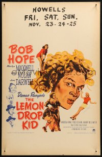4k0319 LEMON DROP KID WC 1951 wacky artwork of Bob Hope in drag + sexy Marilyn Maxwell, rare!