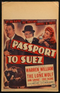 4k0351 PASSPORT TO SUEZ WC 1943 Warren William as The Lone Wolf blasts a spy ring, Ann Savage!