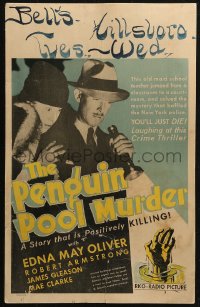 4k0353 PENGUIN POOL MURDER WC 1932 Edna May Oliver as Hildegarde Withers & James Gleason, rare!