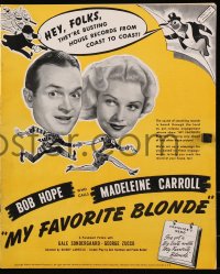 4k0060 MY FAVORITE BLONDE pressbook 1942 wacky images of Bob Hope & sexy Madeleine Carroll!