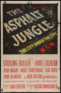 4m0625 ASPHALT JUNGLE 1sh 1950 John Huston classic film noir, The City Under the City, cool art!