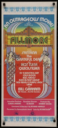 4m0406 FILLMORE Aust daybill 1972 Grateful Dead, Santana, rock & roll concert, cool Byrd art!