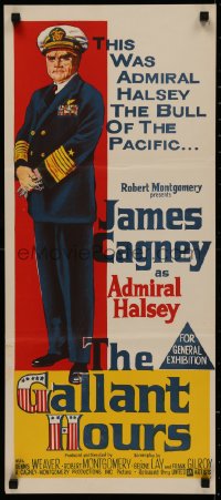 4m0417 GALLANT HOURS Aust daybill 1960 different art of James Cagney as Admiral Bull Halsey!