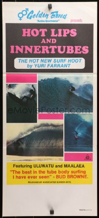 4m0432 HOT LIPS & INNERTUBES Aust daybill 1970s Yuri Farrant, surfing documentary!