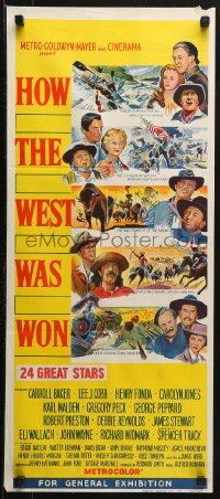 4m0434 HOW THE WEST WAS WON Aust daybill 1964 John Ford, Debbie Reynolds, Gregory Peck!