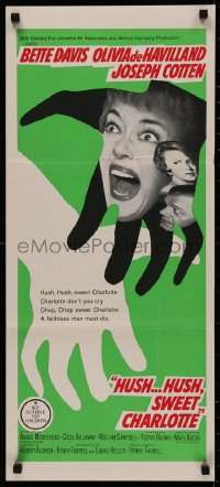 4m0438 HUSH...HUSH, SWEET CHARLOTTE Aust daybill 1965 Bette Davis, Olivia de Havilland, Aldrich!