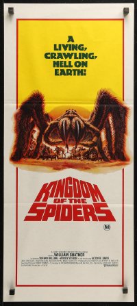 4m0447 KINGDOM OF THE SPIDERS Aust daybill 1977 cool different artwork of giant hairy spiders!