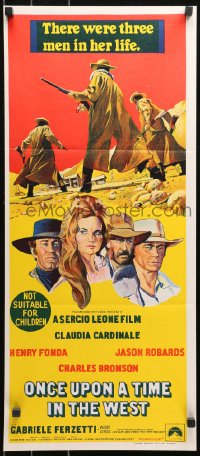 4m0473 ONCE UPON A TIME IN THE WEST Aust daybill 1970 Leone, art of Cardinale, Fonda, Bronson & Robards!
