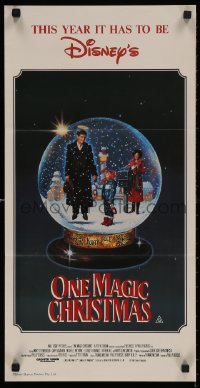 4m0474 ONE MAGIC CHRISTMAS Aust daybill 1985 Steenburgen, Harry Dean Stanton, Disney, Gadino art!