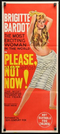 4m0476 ONLY FOR LOVE Aust daybill 1963 sexy full-length Brigitte Bardot, Vadim's Please, Not Now!