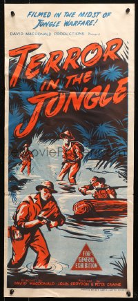 4m0477 OPERATION MALAYA Aust daybill 1955 Terror in the Jungle, actually filmed in midst of warfare!