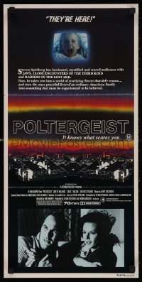 4m0482 POLTERGEIST Aust daybill 1982 Tobe Hooper horror classic, they're here, Heather O'Rourke!