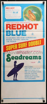 4m0489 REDHOT BLUE/SEADREAMS Aust daybill 1970s surfing superstars power-waving around the world!