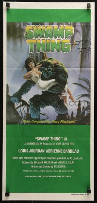 4m0522 SWAMP THING Aust daybill 1982 Wes Craven, Richard Hescox art of him holding Adrienne Barbeau!