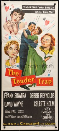 4m0525 TENDER TRAP Aust daybill 1955 Sinatra prefers Debbie Reynolds, Celeste Holm & Jarma Lewis!