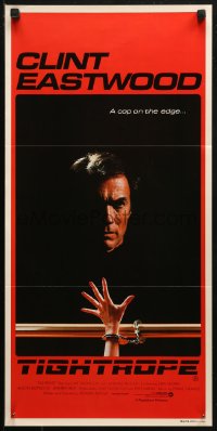 4m0532 TIGHTROPE Aust daybill 1984 Clint Eastwood is a cop on the edge, cool handcuff image!