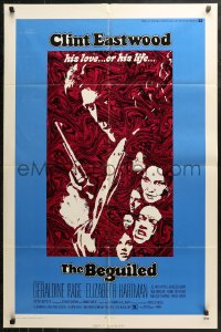 4m0645 BEGUILED 1sh 1971 cool psychedelic art of Clint Eastwood & Geraldine Page, Don Siegel
