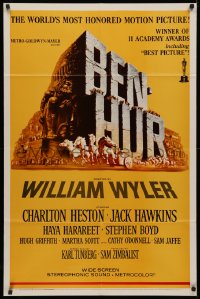 4m0648 BEN-HUR 1sh R1969 Charlton Heston, William Wyler classic religious epic, chariot art!