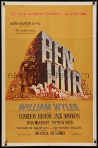 4m0647 BEN-HUR 1sh 1960 Charlton Heston, William Wyler classic epic, cool chariot & title art!