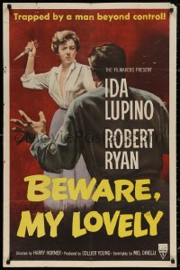 4m0652 BEWARE MY LOVELY 1sh 1952 noir, Ida Lupino trapped by Robert Ryan, who is beyond control!
