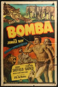4m0677 BOMBA THE JUNGLE BOY 1sh 1949 Johnny Sheffield, Peggy Ann Garner & Oto the monkey!