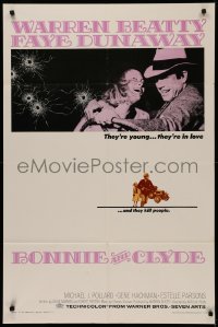 4m0679 BONNIE & CLYDE 1sh 1967 notorious crime duo Warren Beatty & Faye Dunaway, Arthur Penn!