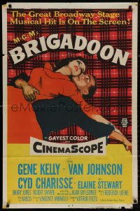 4m0686 BRIGADOON 1sh 1954 great romantic close up art of Gene Kelly & Cyd Charisse!