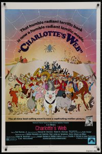 4m0714 CHARLOTTE'S WEB 1sh 1973 E.B. White's farm animal cartoon classic!