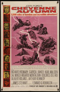 4m0717 CHEYENNE AUTUMN 1sh 1964 directed by John Ford, portraits of top stars + cool Rehberger art!