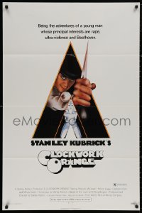4m0727 CLOCKWORK ORANGE 1sh 1972 Stanley Kubrick classic, Castle art of Malcolm McDowell, X-rated!