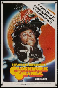 4m0728 CLOCKWORK ORANGE 1sh R1982 Stanley Kubrick classic, different art of Malcolm McDowell