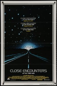 4m0729 CLOSE ENCOUNTERS OF THE THIRD KIND 1sh 1977 Spielberg's sci-fi classic, silver border design
