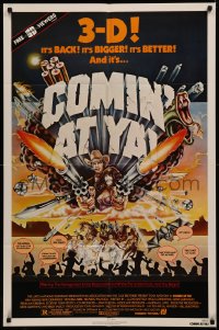 4m0734 COMIN' AT YA 1sh 1981 Tony Anthony, 3-D western, wild in-your-face artwork!