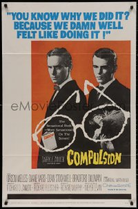 4m0736 COMPULSION 1sh 1959 crazy Dean Stockwell & Bradford Dillman try to commit the perfect murder!