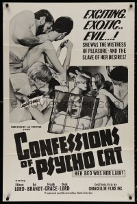 4m0740 CONFESSIONS OF A PSYCHO CAT 1sh 1968 the Mistress of Pleasure, her bed was her lair!