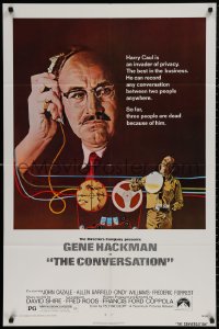 4m0742 CONVERSATION 1sh 1974 art of Gene Hackman by Bernard D'Andrea, Francis Ford Coppola