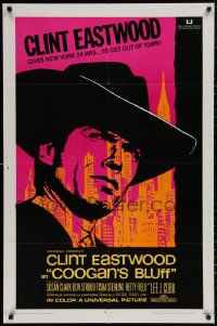 4m0743 COOGAN'S BLUFF 1sh 1968 art of Clint Eastwood in New York City, directed by Don Siegel!