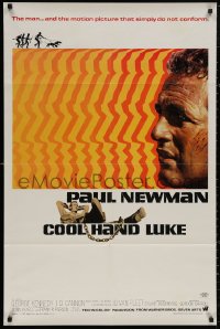 4m0744 COOL HAND LUKE 1sh 1967 Paul Newman prison escape classic, cool art by James Bama!