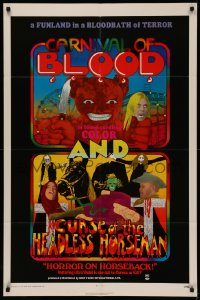 4m0753 CURSE OF THE HEADLESS HORSEMAN/CARNIVAL OF BLOOD 1sh 1972 psychedelic horror double bill!