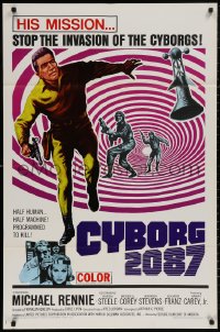 4m0755 CYBORG 2087 1sh 1966 Michael Rennie must stop the invasion of the cyborgs, cool sci-fi art!