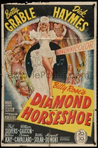 4m0769 DIAMOND HORSESHOE 1sh 1945 sexiest art of dancer Betty Grable in skimpy outfit!