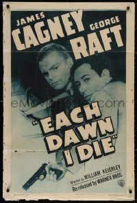 4m0791 EACH DAWN I DIE 1sh R1947 great image of prisoners James Cagney & George Raft!