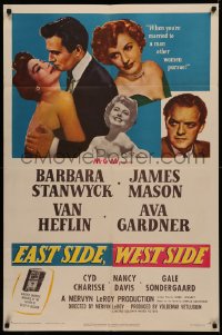 4m0793 EAST SIDE WEST SIDE 1sh 1950 Barbara Stanwyck, James Mason, sexy Ava Gardner!