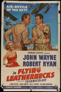 4m0838 FLYING LEATHERNECKS 1sh 1951 art of air-devils John Wayne & Robert Ryan, Howard Hughes