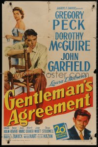 4m0868 GENTLEMAN'S AGREEMENT 1sh 1947 Elia Kazan, Gregory Peck, Dorothy McGuire, John Garfield!