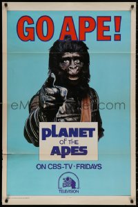 4m0882 GO APE TV 1sh 1974 Planet of the Apes, CBS/20th Century Fox, great Uncle Sam parody image!