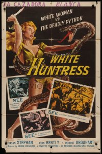4m0885 GOLDEN IVORY 1sh R1957 great deceptive art of White Huntress vs The Deadly Python!