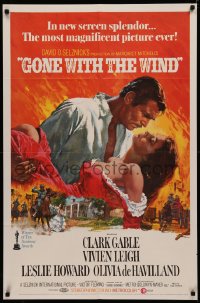 4m0888 GONE WITH THE WIND 1sh R1970 Terpning art of Gable carrying Leigh over burning Atlanta!